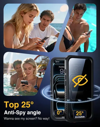 Miniatura 2 de Lanhiem Funda Magnética para iPhone 17 Pro de Privacidad, Funda Impermeable a Prueba de Polvo, [Protector de Pantalla Antiespía Integrado]