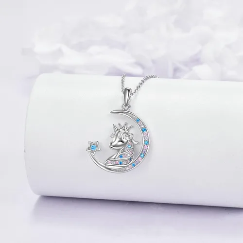 Miniatura 5 de Collar de plata de ley para niñas, diseño de unicornio, dinosaurio, flamenco, regalo de joyería para mujeres, adolescentes y niñas