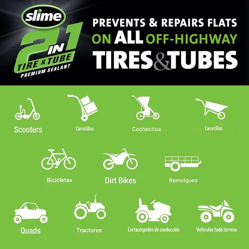 Miniatura 7 de Slime 10207 Sellador de reparación de pinchazos 2 en 1 para neumáticos y tubos, 2 en 1, premium, prevención y reparación, adecuado para todos