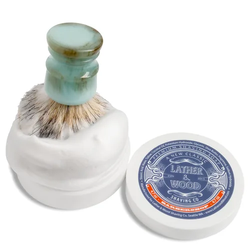 Miniatura 4 de Jabón de afeitar Lather & Wood - Peluquería - Simplemente la mejor crema de afeitar de lujo - Sebo - Espuma densa con olor fantástico para la mejor
