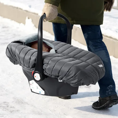 Miniatura 4 de Orzbow Funda de asiento de automóvil para bebé, funda de asiento de automóvil de invierno para niños y niñas, fundas cálidas para asiento de Gris