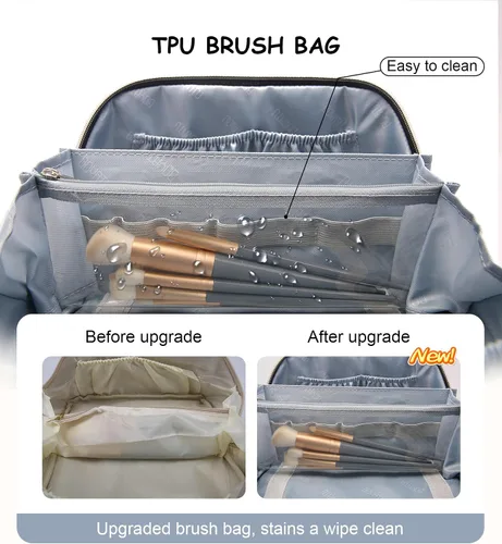 Miniatura 8 de BOYATU Bolsa de maquillaje de viaje para mujer: organizador de cosméticos y artículos de tocador de gran capacidad de 3 piezas - expande