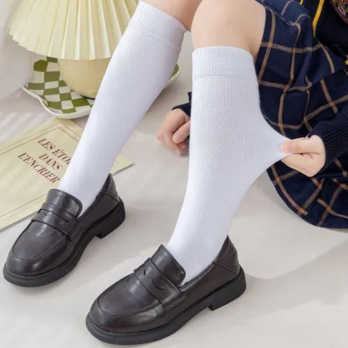 Miniatura 4 de Calcetines de punto hasta la rodilla para niñas uniformes escolares acanalados Paquete de 36 calcetines de tubo sin costuras para fútbol infantil