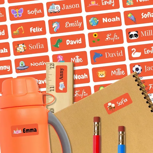 Miniatura 13 de 128 etiquetas adhesivas de nombre personalizadas para guardería, etiquetas de nombre impermeables personalizadas para niños, suministros escolares