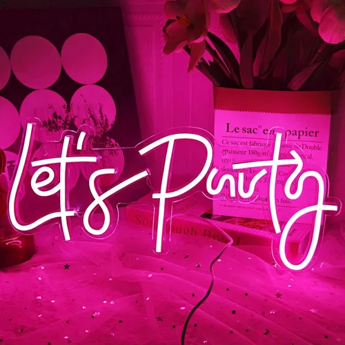 Miniatura 9 de Letrero de neón de Let's Party, luces LED de neón para decoración de pared de dormitorio, luces decorativas artísticas para despedida de soltera