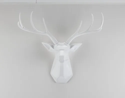 Miniatura 7 de Arte de pared de cabeza de animal de taxidermia sintética, decoración del hogar, diseño geométrico de cabeza de ciervo, busto de ciervo de 8 puntos