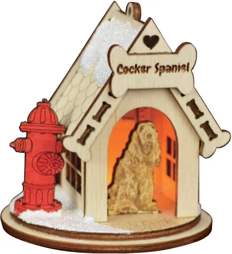 Miniatura 18 de Basset Hound Dog Tea Light Display Adorno de Navidad de madera para árbol de Navidad