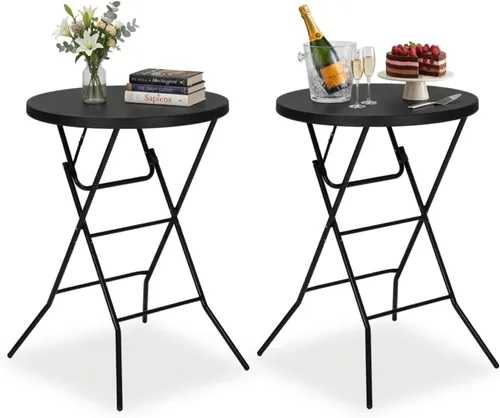 Miniatura 11 de Mesa plegable redonda de 32 pulgadas, mesa plegable portátil de altura de barra con patas desmontables, mesa plegable redonda con parte superior