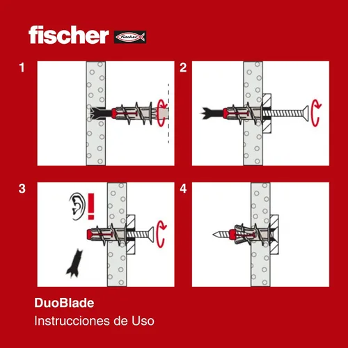 Miniatura 3 de fischer DuoBlade - Anclaje autoperforante para paneles de yeso de 1-1/2" (40 mm) con punta de metal y tornillo de aglomerado, 25 anclajes y 25