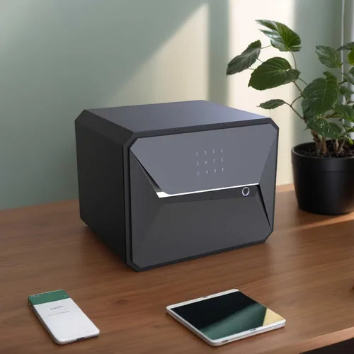 Miniatura 2 de Caja de seguridad inteligente de huellas dactilares con llave, 1.2 cúbicos, caja de seguridad para oficina en casa (1.2 pies cúbicos - 30 años)