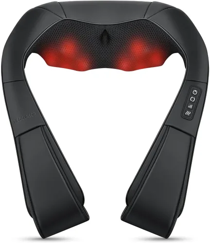 Medcursor - Masajeador de Cuello, Masajeador Eléctrico Portátil para Cuello y Espalda con Calor, Almohada de Amasamiento 3D de Tejido Profundo para