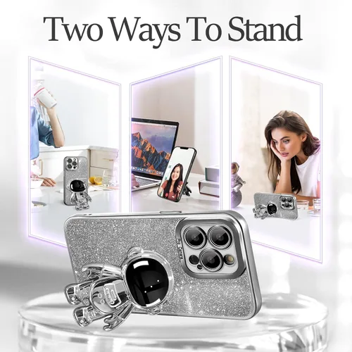 Miniatura 78 de Buleens Funda para iPhone 11 Pro Max Astronauta, Fundas Transparentes para iPhone 11 ProMax con Papel con Purpurina y Soporte de Astronauta, Mujeres