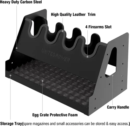 Miniatura 5 de UNITEDPOWER - Estante de metal para pistolas, soporte para armas de mano para almacenamiento en gabinete de armas, organizador seguro