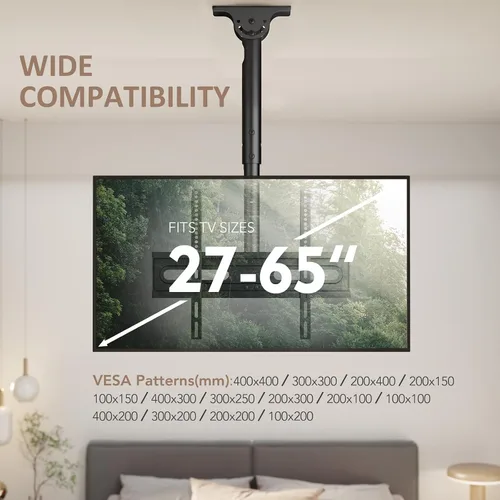 Miniatura 8 de AX WABER - Soporte de techo ajustable para TV con montaje de pantalla plana para televisores LCD LED OLED 4K de 26-65 pulgadas, montaje de techo