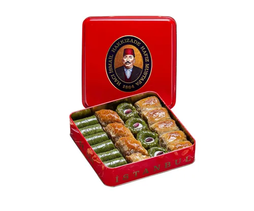 Hafiz Mustafa 1864 Istanbul Baklava - Caja de pastelería - Bocadillos de postre de Baklava horneados hechos de hojas de masa filo fresca, pistacho,