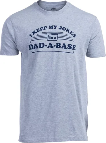 Camiseta divertida con texto en inglés "I Keep My Dad Jokes in a Dad-A-Base" Camiseta divertida para padre, camiseta de humor para el día del padre