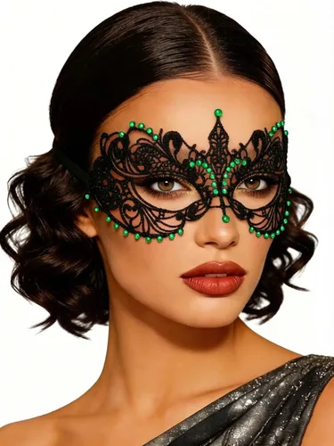 Miniatura 10 de Tgirls Máscara de encaje para mujer con diamantes de imitación sexy, máscaras de mascarada, máscara de encaje para fiesta de disfraces, máscara