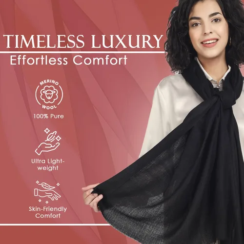 Miniatura 2 de PASHWRAP Chal de lana merino para mujer, lujoso, cálido y grande, chal de lana pura para vestidos de noche y boda