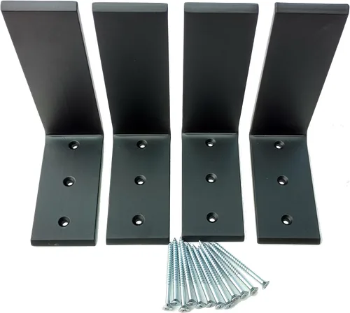 Dmax Soportes en L resistentes de acero negro de 6 x 8 pulgadas, soportes de soporte ocultos para encimera | 3/8 pulgadas de grosor, soporta 150