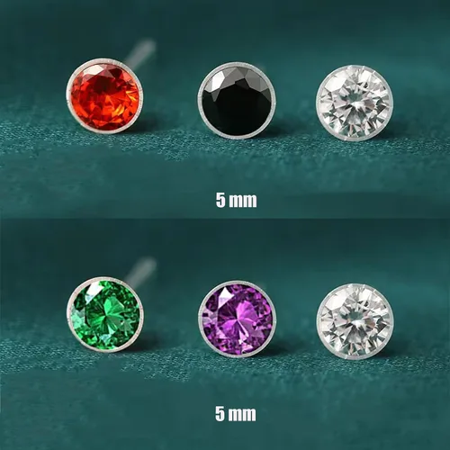 Miniatura 3 de Aretes de plástico antialérgicos para orejas sensibles, respaldos de silicona suave, kit de aretes de tuerca de circonita cúbica, 2mm, 3mm, 4mm, 5mm