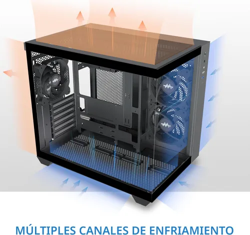 Miniatura 4 de MUSETEX Caja de PC ATX, 3 x 120mm Ventiladores Preinstalados, Soporte para Radiador de 360MM, Caja de PC para Juegos de Vidrio Templado de Vista