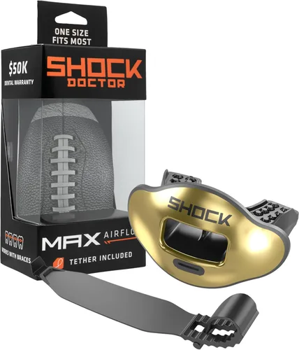 Miniatura 11 de Shock Doctor Protector Labial, Protector Bucal para Adultos y Jóvenes de Fútbol Americano con Correa, Boquilla de Fútbol Americano Transpirable