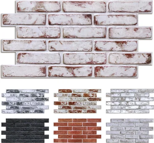 Miniatura 21 de Commomy Paneles de pared 3D de ladrillo sintético, 12 piezas de 22.8 x 11.8 pulgadas, azulejos finos y adhesivos de PVC UrltraLight para cocina