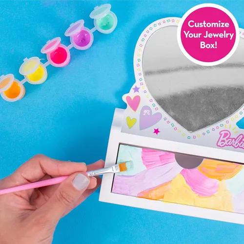 Miniatura 4 de Barbie pinta tu propio joyero, personaliza un tocador en forma de corazón y joyero con pinturas acrílicas, crea 5 piezas de joyería, más de 100