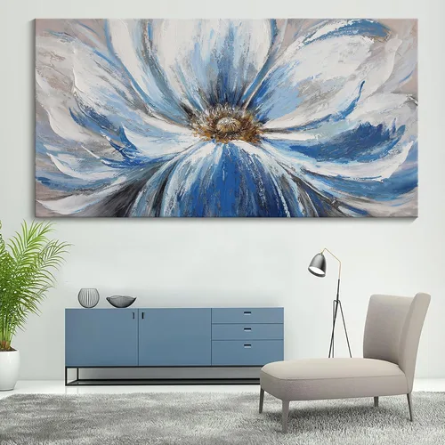 Miniatura 14 de Mofutinpo Arte de Pared en Lienzo Azul Decoración de Pared Abstracta Moderna para Sala de Estar Cuadros Contemporáneos para Decoración de Pared