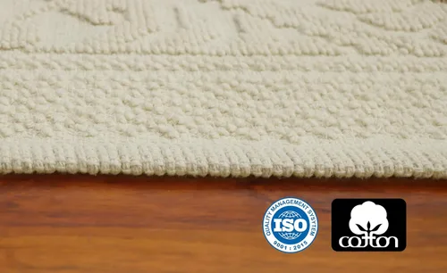 Miniatura 9 de COTTON CRAFT Alfombra tejida de área, paquete de 2 alfombras de algodón con textura jacquard, alfombra rústica bohemia con flecos, lavable a
