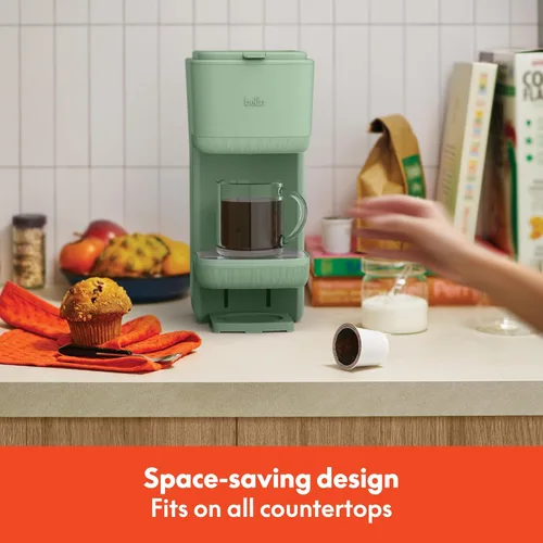 Miniatura 7 de BELLA Cafetera de una sola porción, compatible con cápsulas K y café molido, con bandeja de goteo extraíble y ajustable, apagado automático y Vidrio
