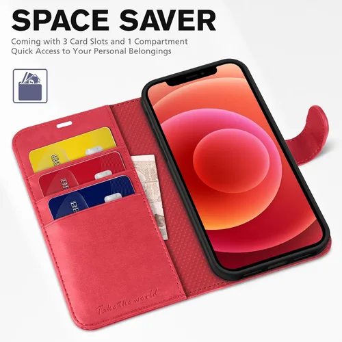 Miniatura 7 de TUCCH Funda tipo cartera para iPhone 12 Pro/12 5G, ranuras para tarjetas con bloqueo RFID, soporte [Funda interior a prueba de golpes de TPU], funda