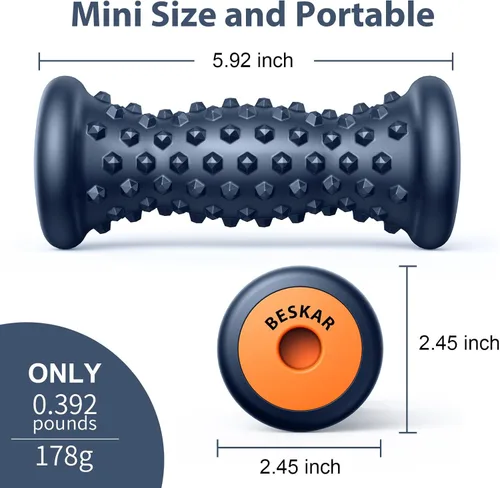 Miniatura 4 de BESKAR Rodillo de masaje para los pies para alivio de fascitis plantar, herramienta portátil de reflexología, rodillos de masaje de punto de Azul