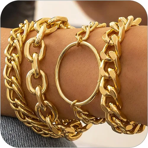 Miniatura 103 de Long tiantian Pulsera de oro gruesa para mujer, pulseras de oro delicadas, pulseras para mujer, pulseras apilables de eslabones de cadena