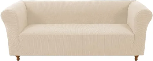 Miniatura 34 de Funda elástica Chesterfield para sofá, funda de tela jacquard para sofá biplaza de 2 cojines, protector de muebles antideslizante resistente a