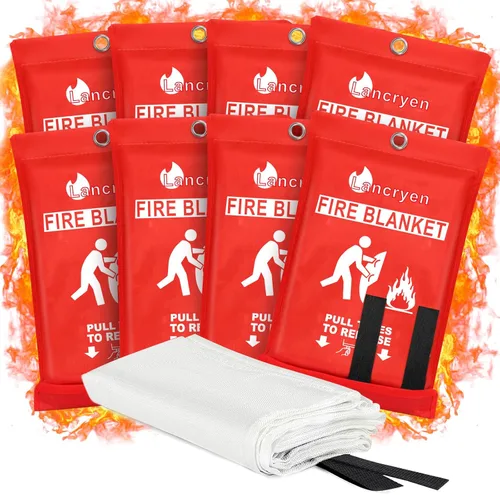 Miniatura 10 de Lancryen Manta de emergencia contra incendios, manta de extintor, tela de supresión de incendios, toalla ignífuga de seguridad contra incendios