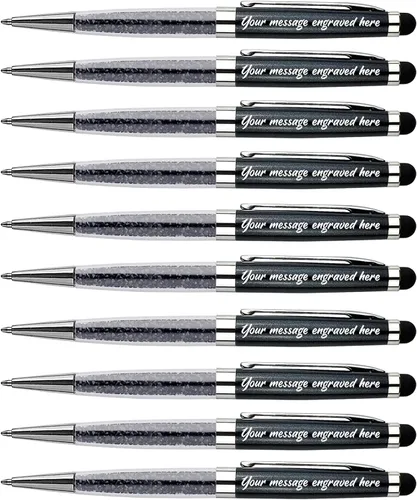 Miniatura 16 de Ancolo Bolígrafos grabados de lujo con punta de lápiz capacitivo, repuestos de tinta negra de cristal, bolígrafos de calidad, personalizados
