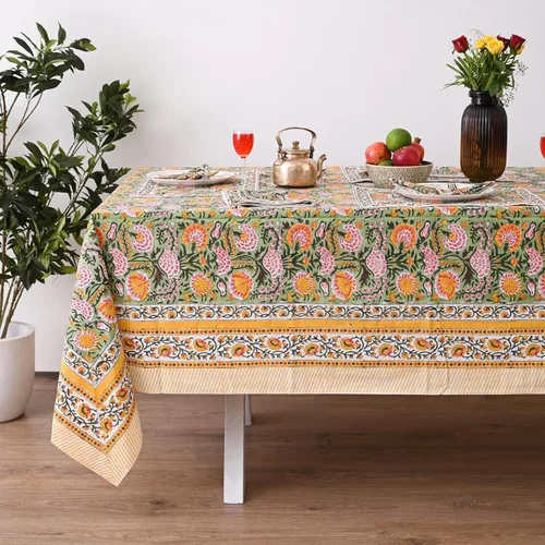 Miniatura 31 de Funda de mesa impresa a mano con diseño exquisito, tela de algodón premium, perfecta para comedor y decoración, mantel de mesa