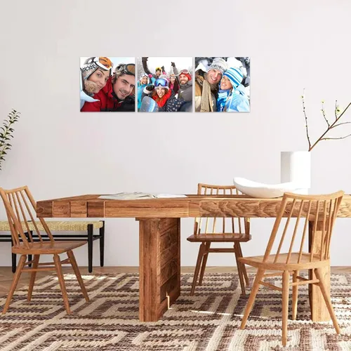 Miniatura 2 de CCWACPP Arte personalizado en lienzo con 3 fotos de retratos familiares de perros para boda, impresiones en lienzo, póster personalizado, decoración
