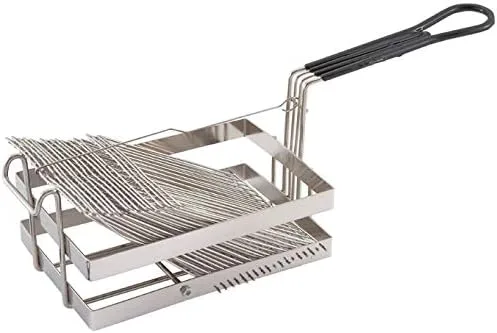 Miniatura 4 de Tiger Chef Prensa de la cesta de la freír del acero inoxidable con la manija plástica roja de 11 pulgadas