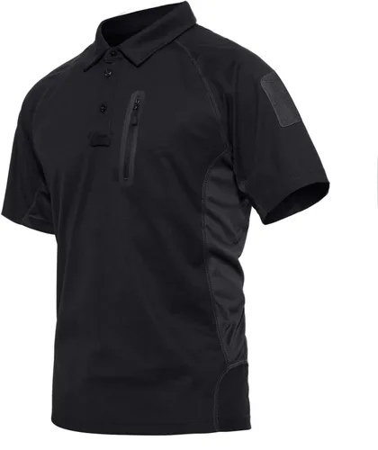 CRYSULLY Camisa de manga corta para hombre tipo cargo, táctica, militar, para exteriores, camiseta tipo polo de combate militar, Azul marino, XXL
