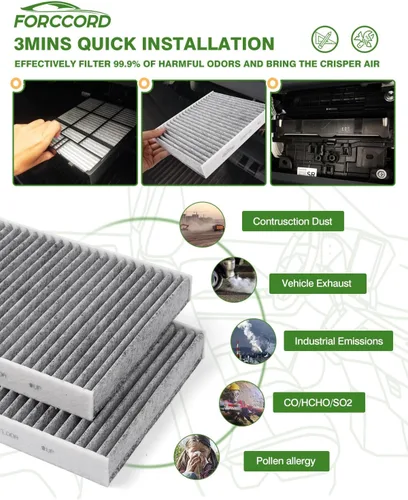 Miniatura 6 de Filtro de aire de cabina externo para Tesla Model X 2015 2016 2017 2018 2019 2020 Filtro de admisión Actualización de carbón activado de repuesto