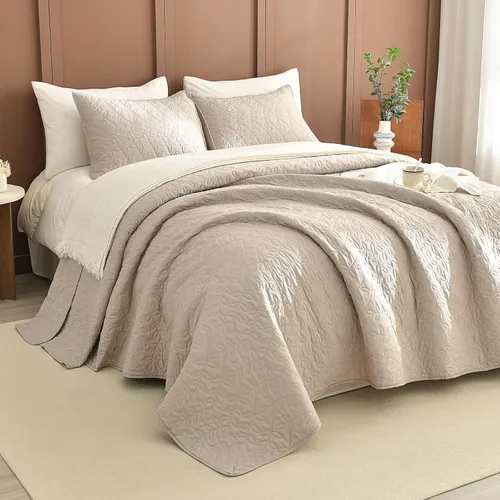 Miniatura 22 de Sanracie - Juego de edredón de algodón lavado a la piedra tamaño Queen (90"x98"), juego de ropa de cama ultra suave azul aciano arrugado