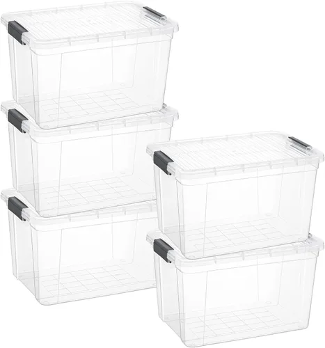 Miniatura 60 de Superio Cajas de almacenamiento transparentes con tapas, contenedores de plástico de 2.5 cuartos de galón para organizar, cajas apilables, sin BPA