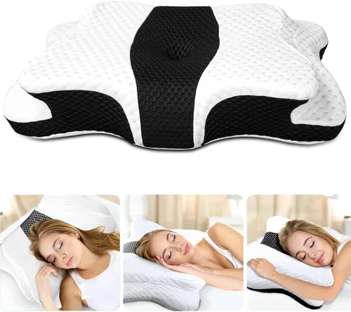 Miniatura 17 de CHxxy Almohada de espuma viscoelástica, almohada cervical para aliviar el dolor de cuello y hombros, almohada ergonómica de contorno para cama