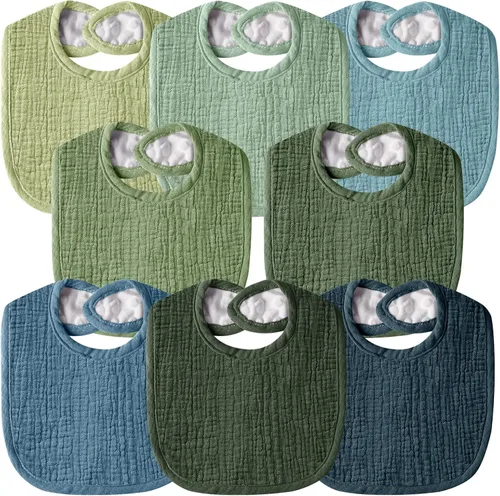 Miniatura 14 de Baberos de muselina para bebés para niños y niñas, baberos de algodón para babeo, baberos ajustables para recién nacidos para babeo y dentición