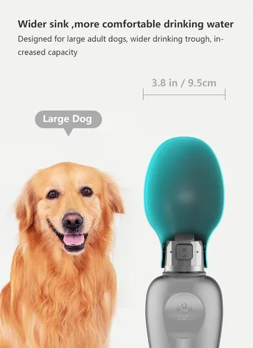 Miniatura 2 de Kalimdor Botella de agua para perros, dispensador de agua portátil a prueba de fugas para cachorros con alimentador para mascotas, caminar al aire