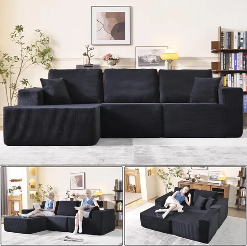 Miniatura 15 de Sofá seccional modular de 108" — Sofá nube de gran tamaño con chaise en forma de L, seccional modular tapizado de 3 asientos para sala de estar