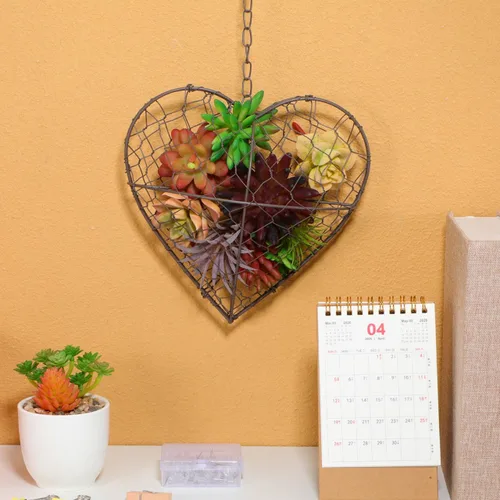 Miniatura 3 de GANAZONO Cesta colgante en forma de corazón de 8.26 pulgadas, maceta de alambre de metal para plantas suculentas y flores, para interiores