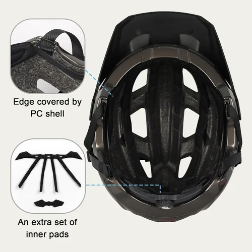 Miniatura 5 de Casco de bicicleta para adultos y jóvenes, casco ligero de MTB con visera ajustable para ciclismo de montaña/carretera, 2 tamaños para hombres